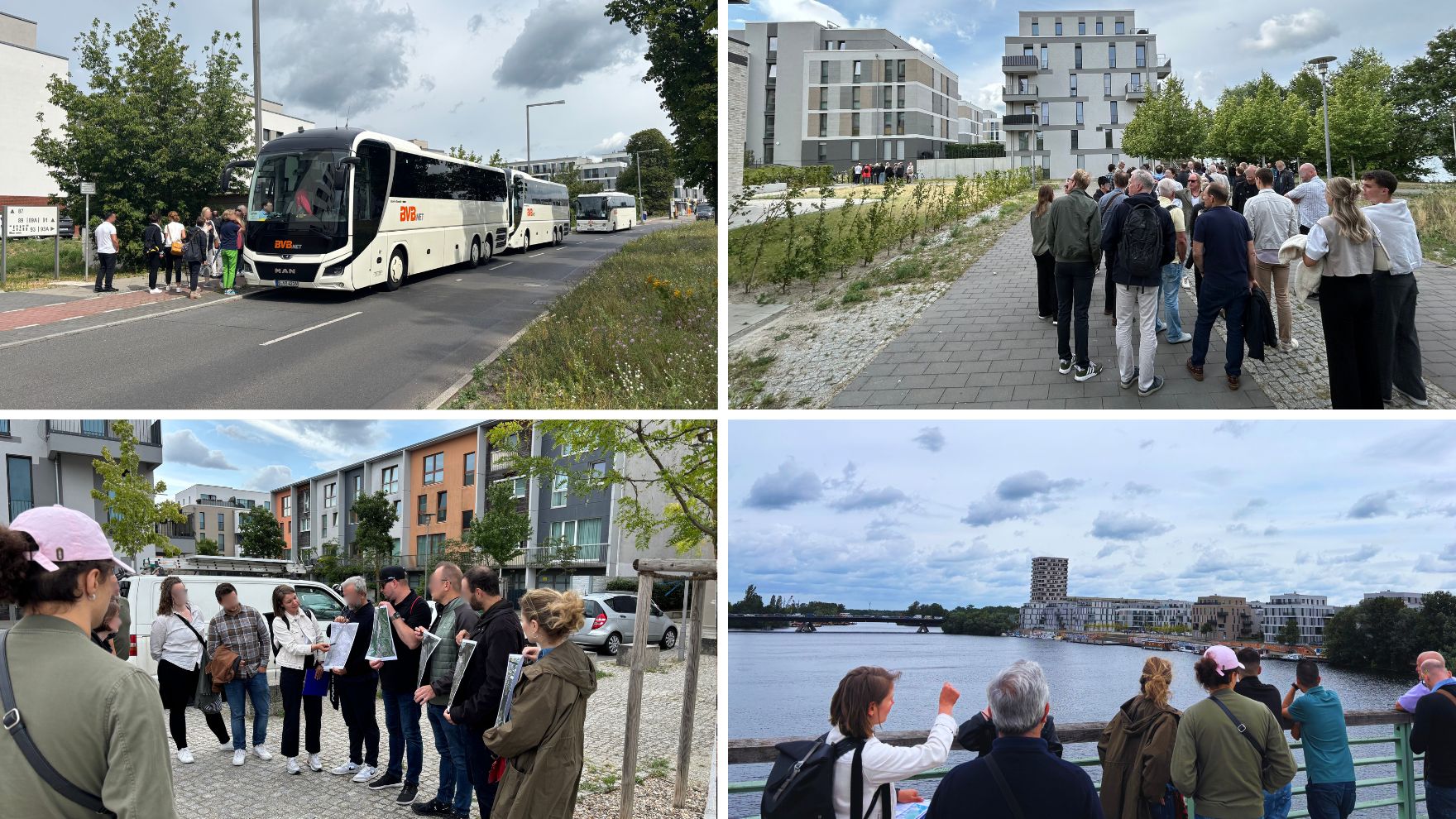Gruppenführung durch moderne Wohngebiete mit Busanreise und Stadtbesichtigung am Wasser.