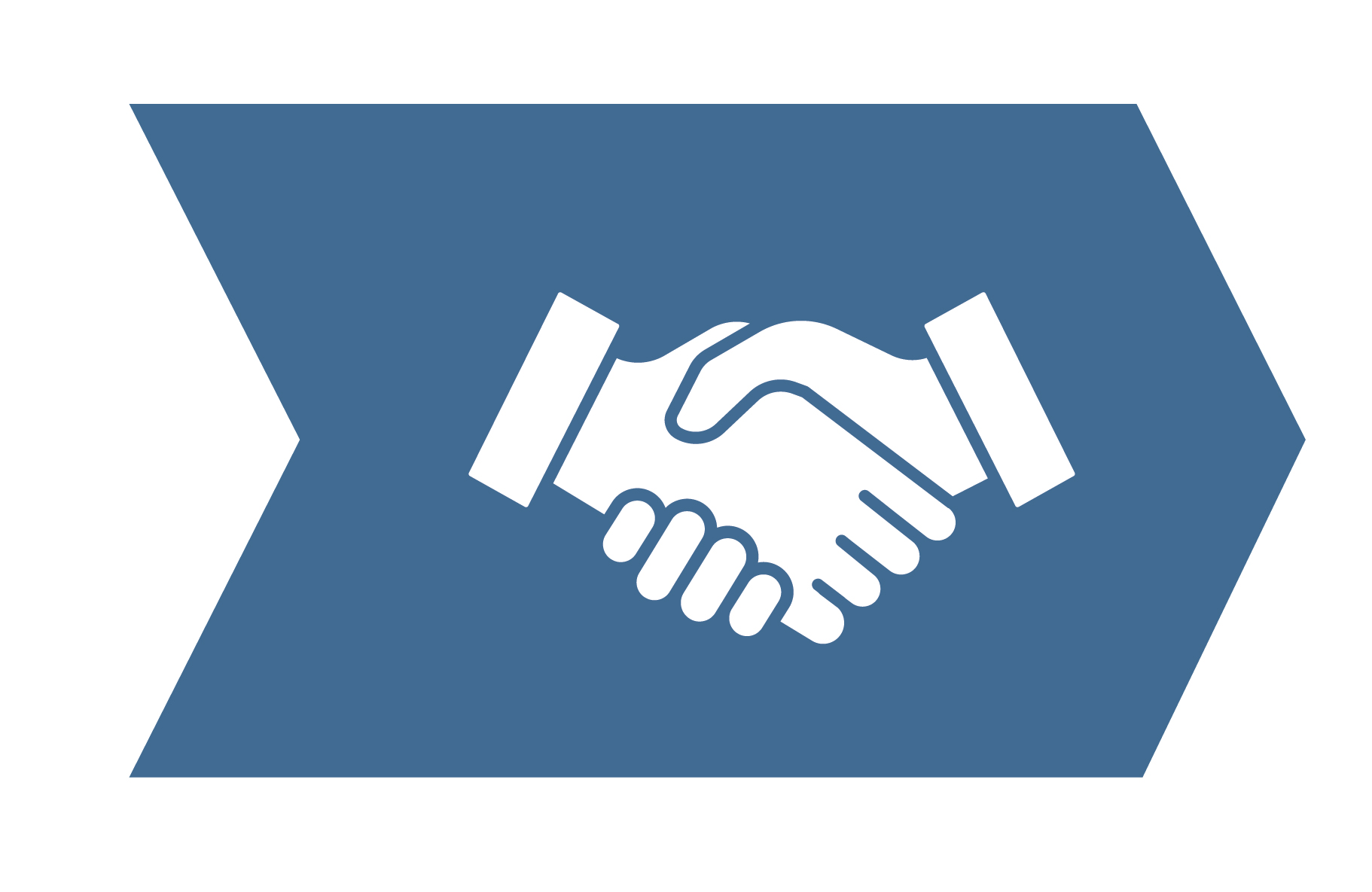 Händedruck-Symbol auf blauem Hintergrund, symbolisiert Partnerschaft und Zusammenarbeit.