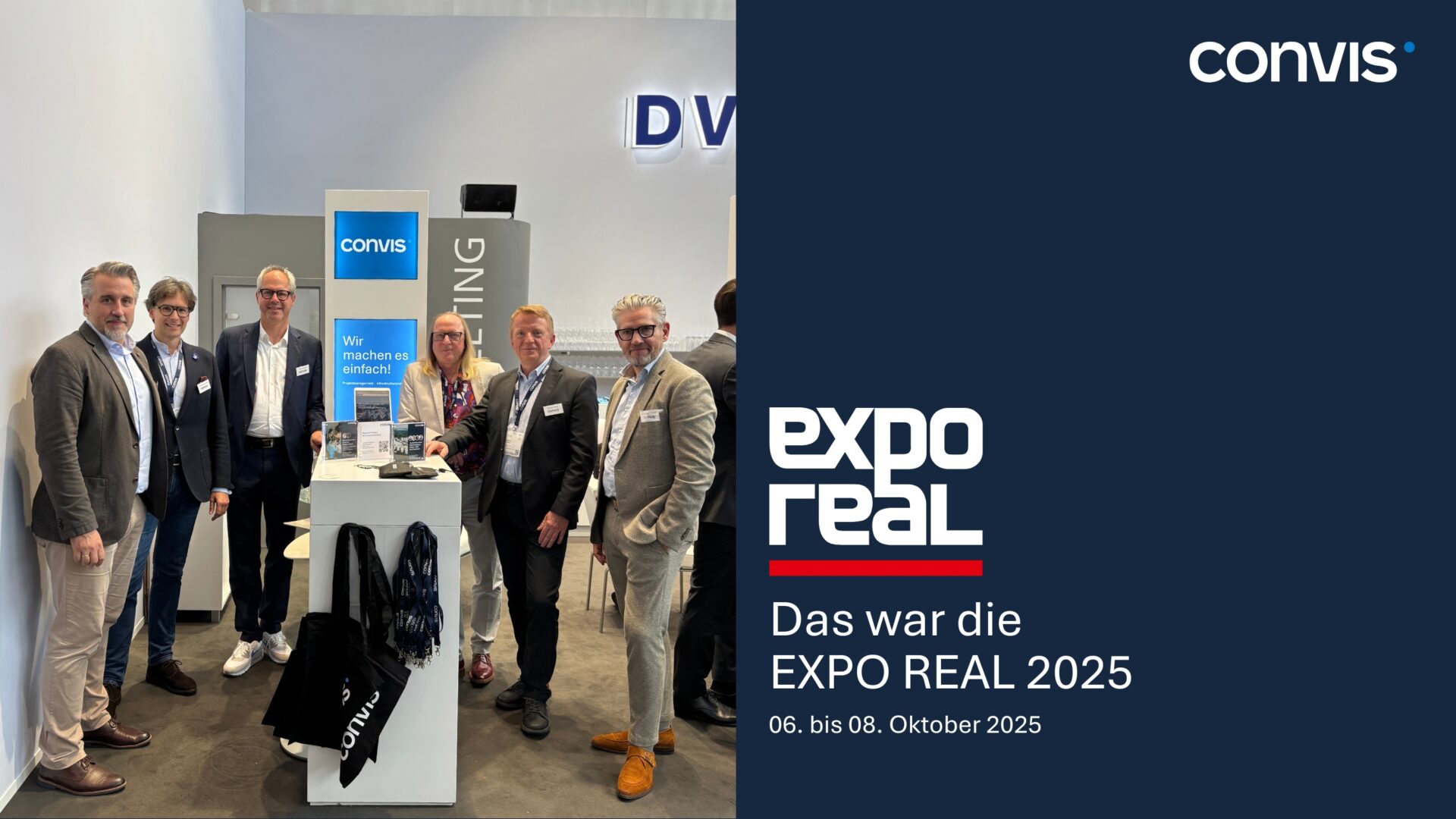 Gruppenshot von Fachleuten auf der EXPO REAL 2025, präsentiert von Convis.