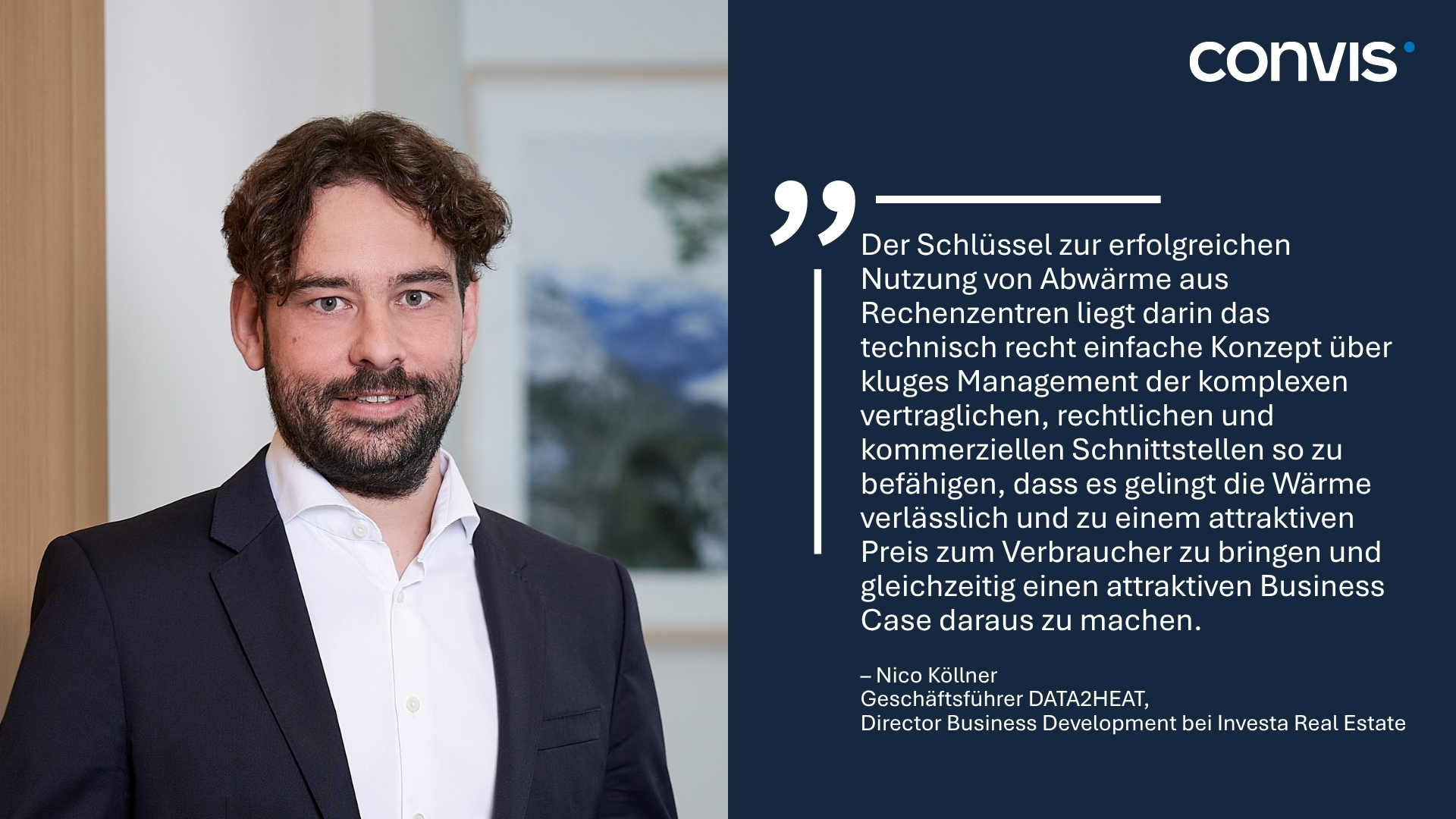 Nico Köllner von Convis spricht über erfolgreiche Abwärmenutzung in Rechenzentren.
