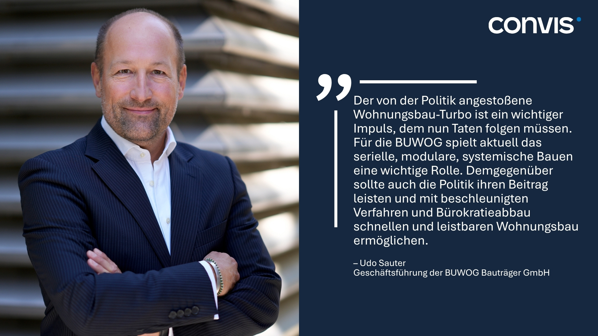 Udo Sauter von BUWOG betont die Bedeutung von Politik für schnellen Wohnungsbau.