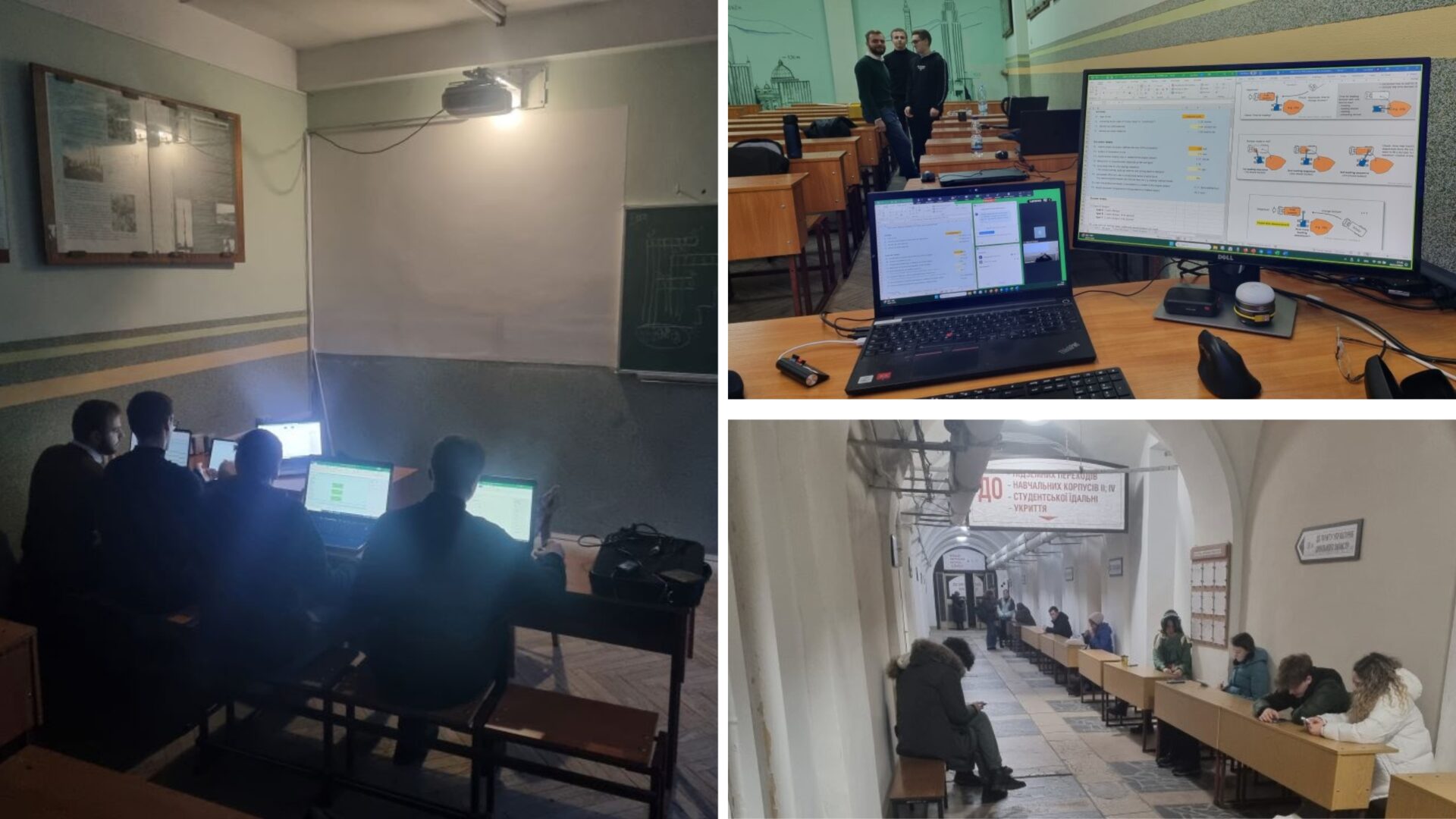 Studierende bei der Online-Lernveranstaltung in einem Klassenzimmer mit Computern.