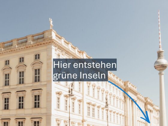 Historisches Gebäude in Berlin mit Hinweis auf grüne Inseln von Convis.