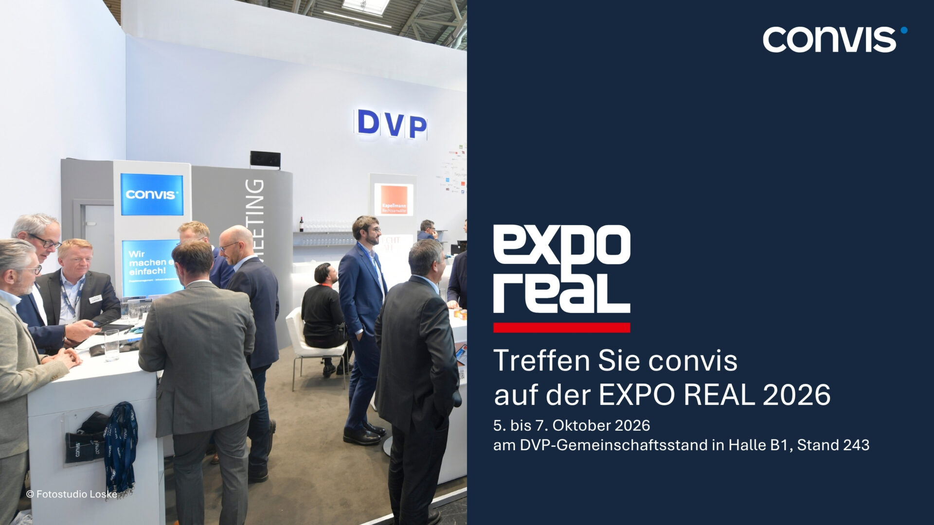Treffen Sie convis auf der EXPO REAL 2026, Halle B1, Stand 243.