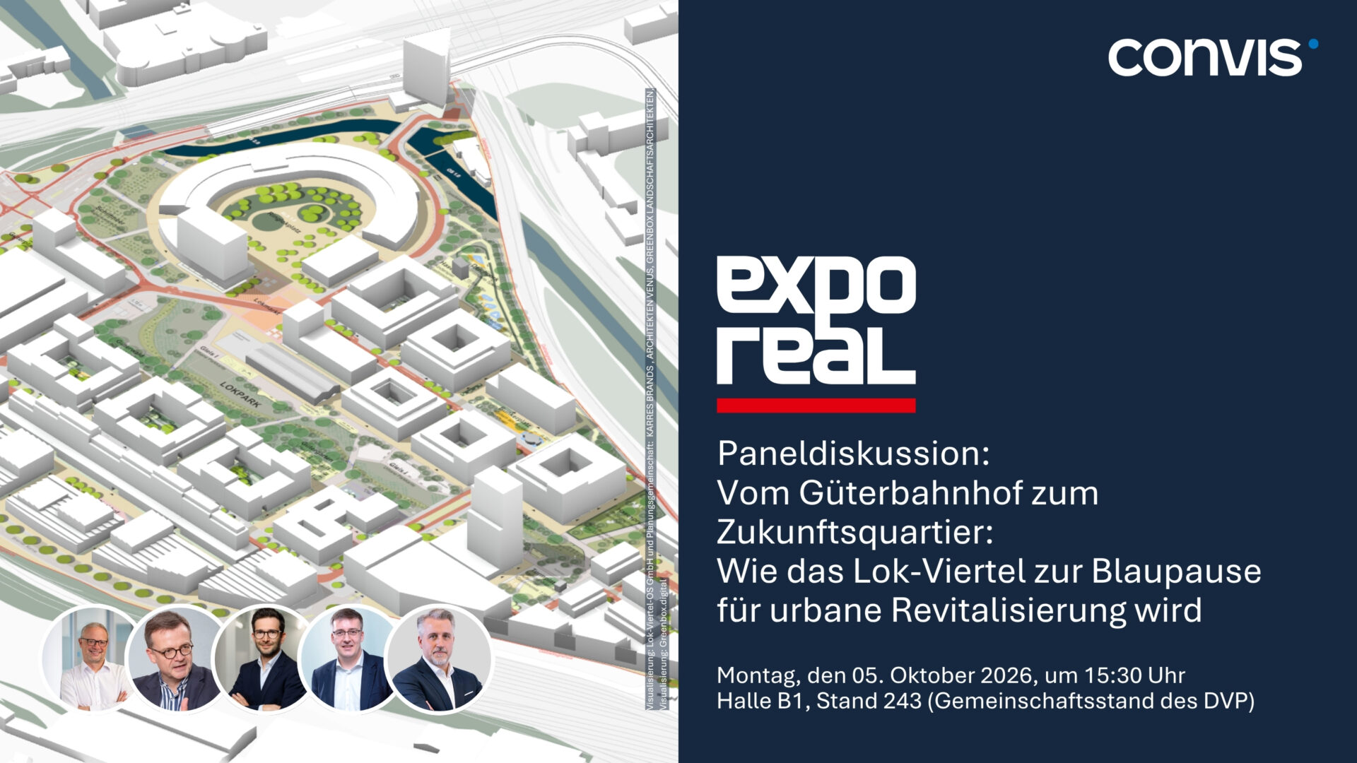 Paneldiskussion zur urbanen Revitalisierung auf der Expo Real 2023 in München.