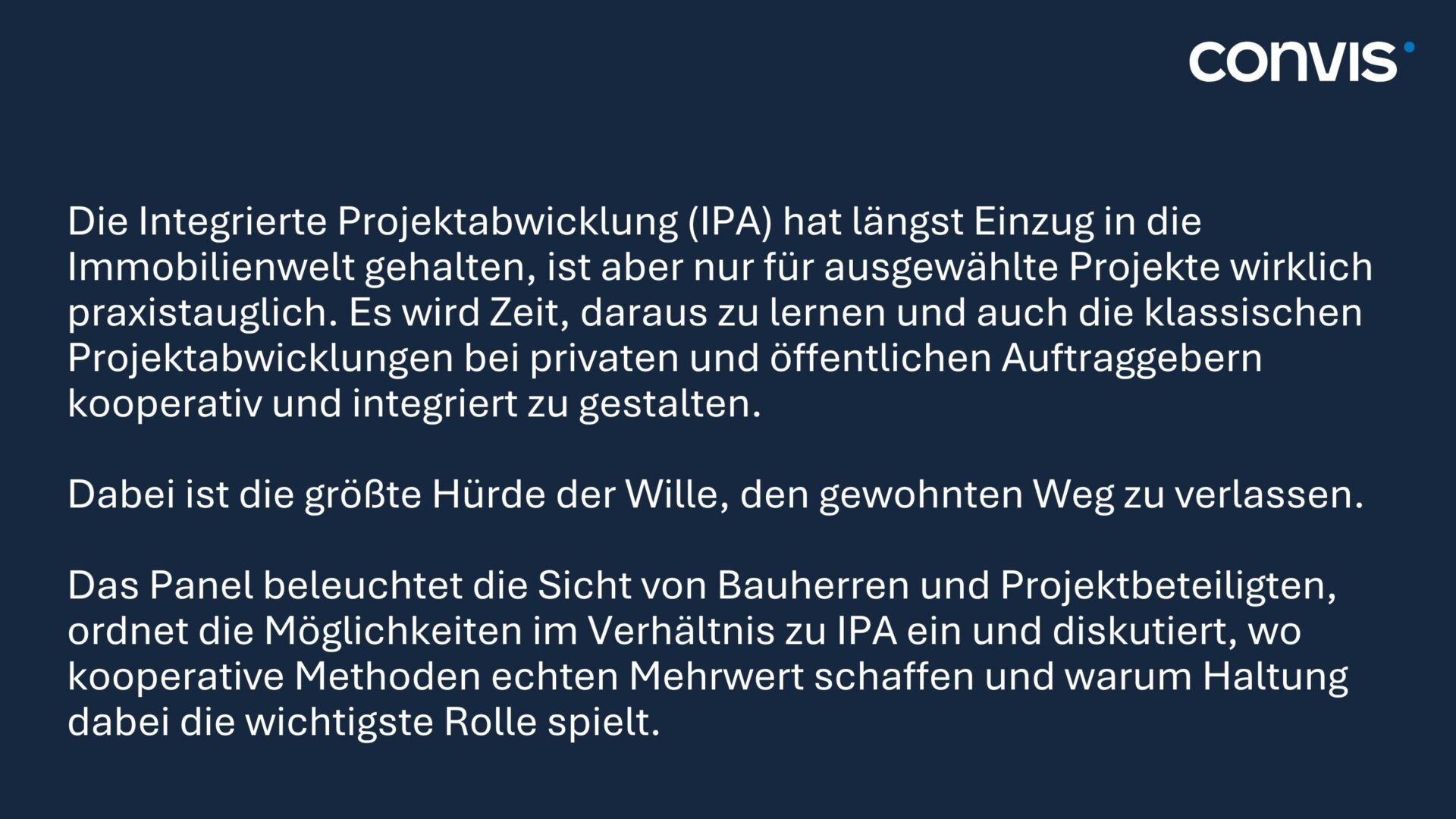 Text über integrierte Projektentwicklung und Herausforderungen in der Immobilienbranche.