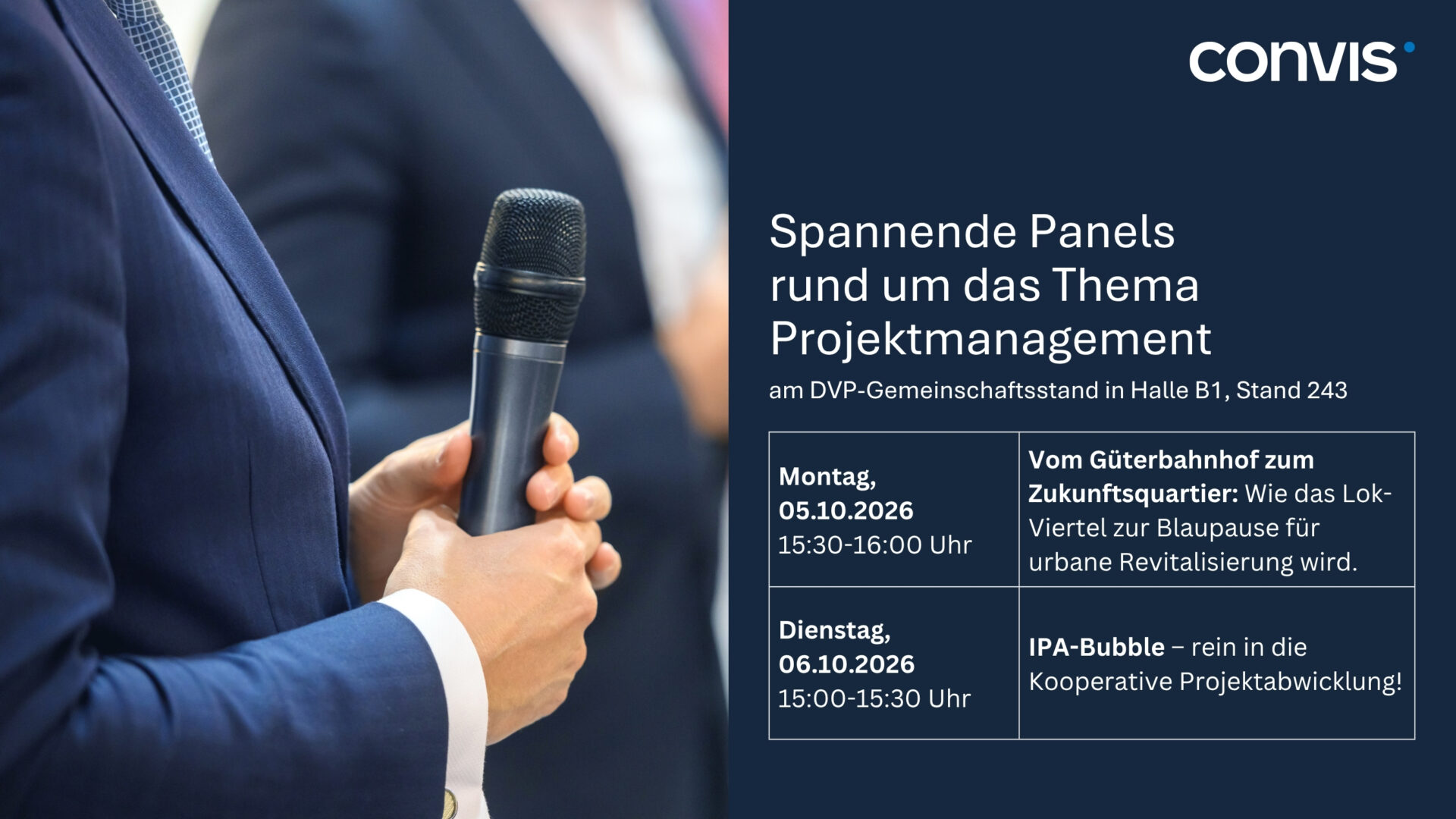 "Veranstaltung zu Projektmanagement mit Panels und Diskussionen am 5. und 6. Oktober 2026."