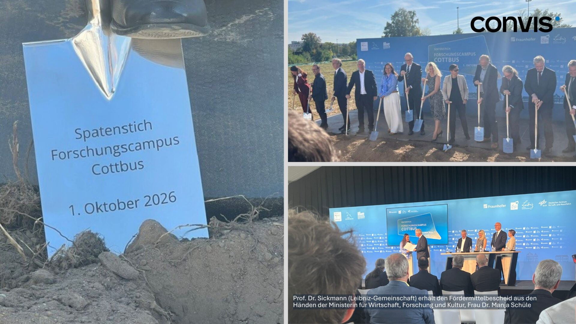 Spatenstich für den Forschungs campus Cottbus am 1. Oktober 2026 mit Ministerien.